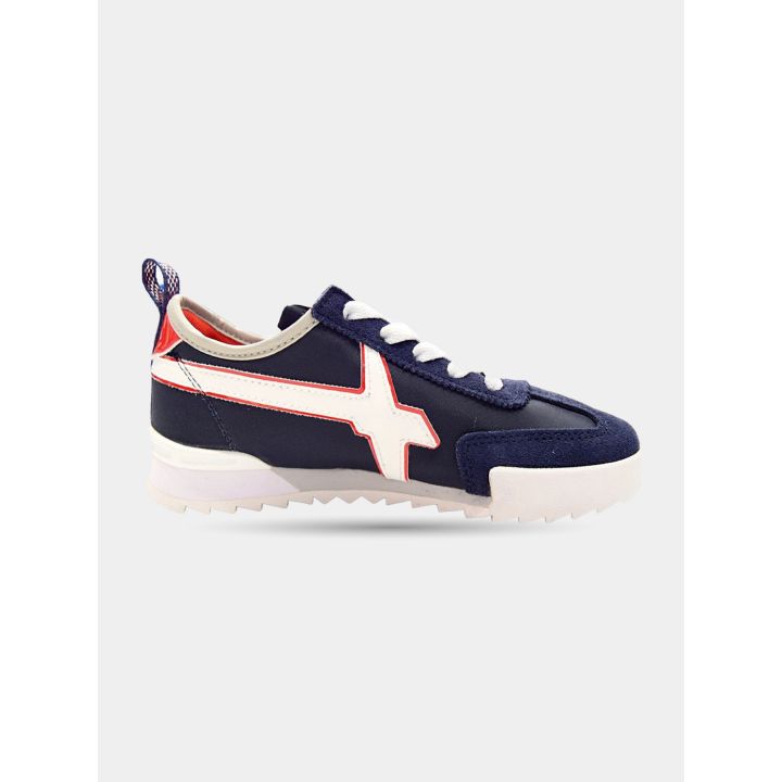Sneaker W6YZ blu vista dal lato interno con i lacci bianchi