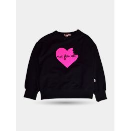 Felpa Kontatto nera girocollo con cuore fucsia e scritta not for all, vista frontale