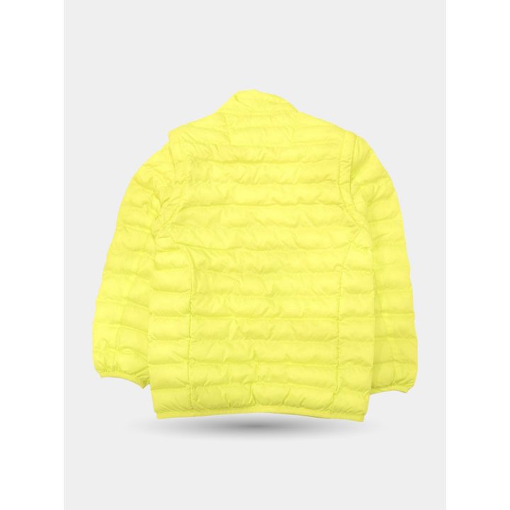Retro del piumino leggero giallo fluo Ciesse Piumini con collo alto
