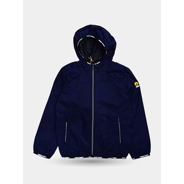 Giacca a vento Ciesse Piumini blu navy da bambino vista frontale con cappuccio