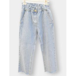 Jeans Manila Grace blu chiaro a vita arricciata, vista frontale
