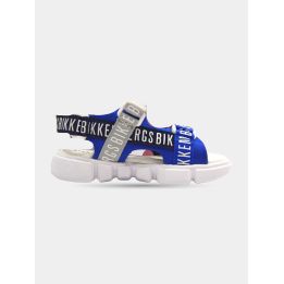 Sandalo Bikkembergs blu royal con cinturini a scritte, vista laterale