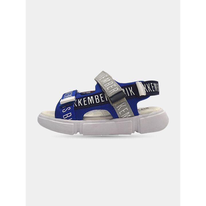 Sandalo Bikkembergs blu royal visto dal lato interno con lo strappo grigio