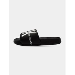 Ciabatta Bikkembergs nera con maxi logo BKK bianco, vista laterale
