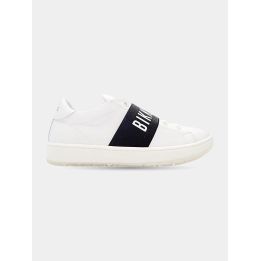 Sneaker Bikkembergs bianca con fascia elastica nera, vista laterale