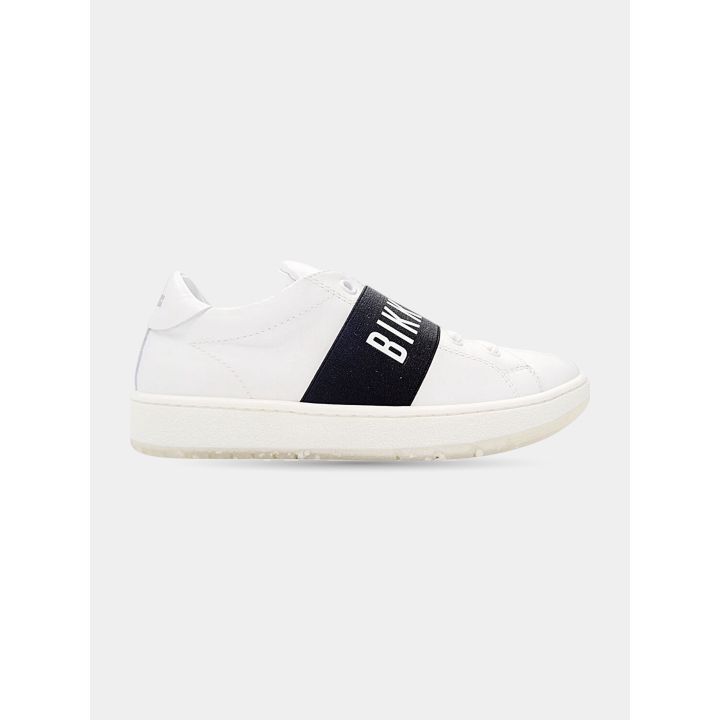 Sneaker Bikkembergs bianca con fascia elastica nera, vista laterale