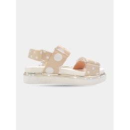 Sandali Manila Grace beige a pois bianchi, vista laterale