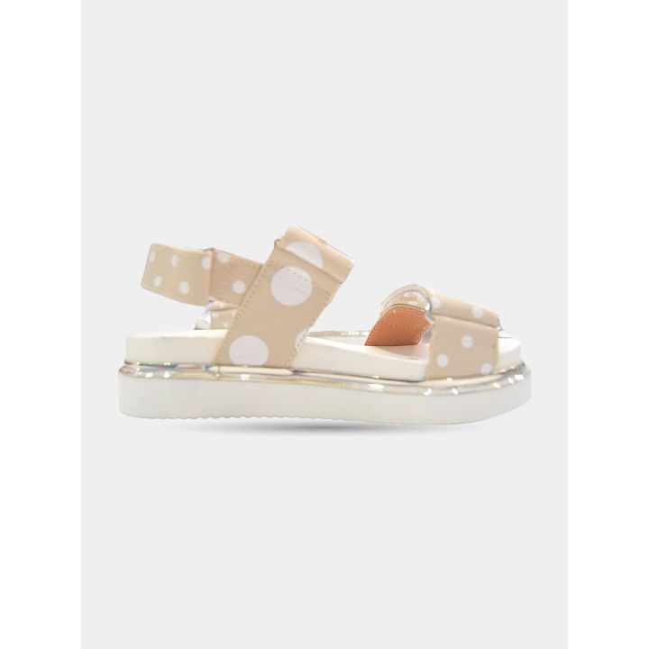 Sandali Manila Grace beige a pois bianchi, vista laterale