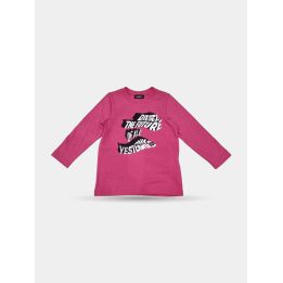 Maglietta Diesel fucsia da bambina vista frontale con scritta 3D