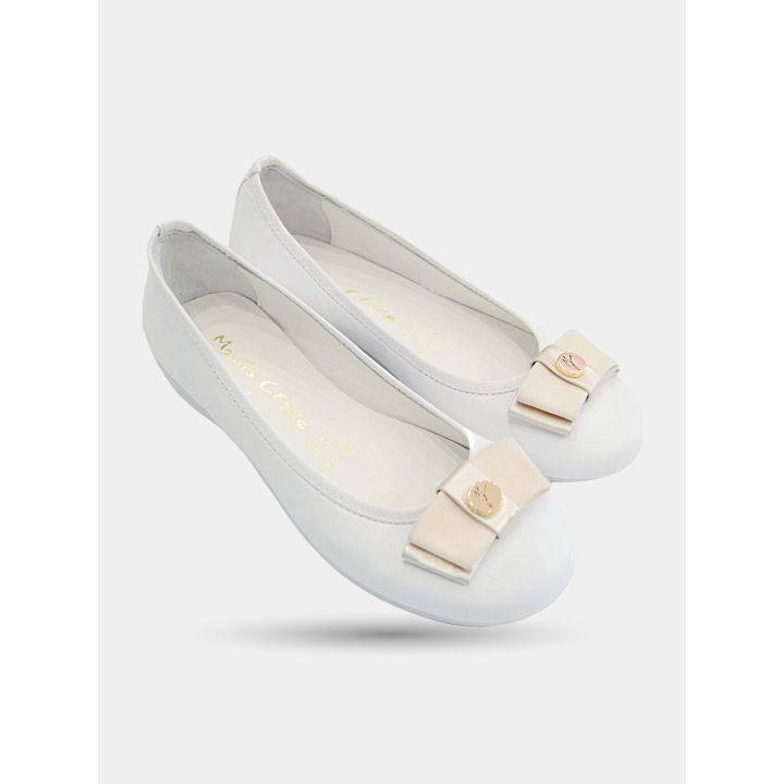 Ballerine Manila Grace bianche in pelle viste di tre quarti