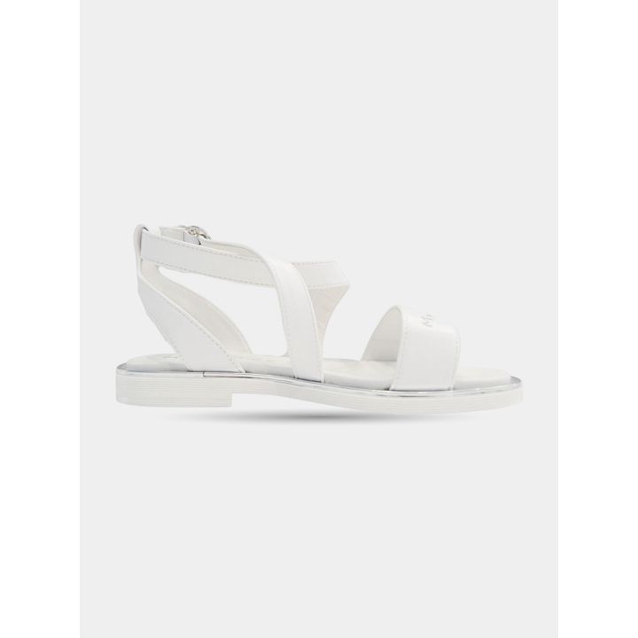 Sandali Manila Grace bianchi in pelle con fibbia, vista laterale