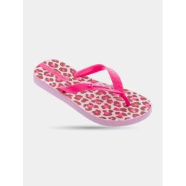 Ciabatta infradito Ipanema bambina rosa leopardata, vista di tre quarti
