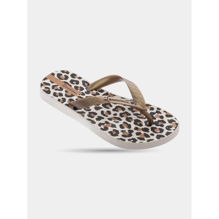 Ciabatta infradito Ipanema bambina beige leopardata, vista di tre quarti