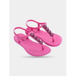Ciabatte Ipanema bambina fucsia con sfere glitter, paio di tre quarti