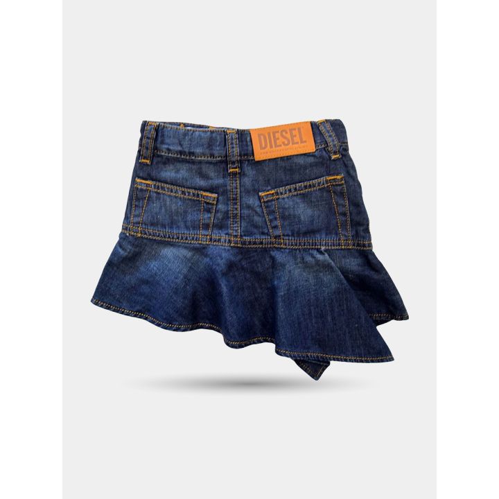 Retro della gonna di jeans con patch Diesel color cuoio