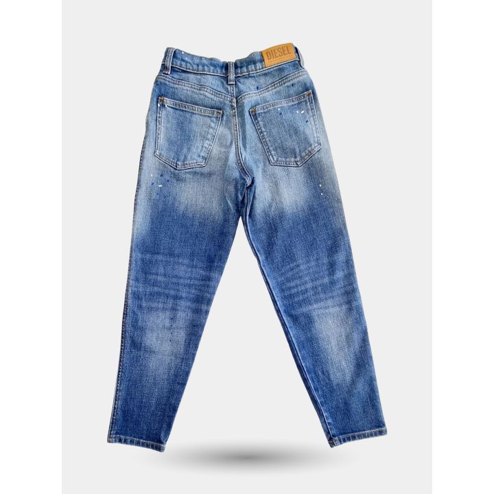 Retro del jeans Diesel blu chiaro con patch color cuoio