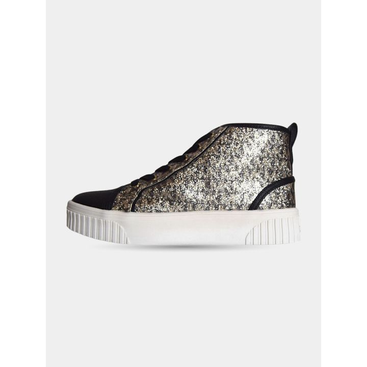 Sneakers alte Michael Kors glitter vista dal lato senza zip con punta nera