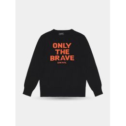 Maglione Diesel nero da ragazzo vista frontale con scritta Only The Brave