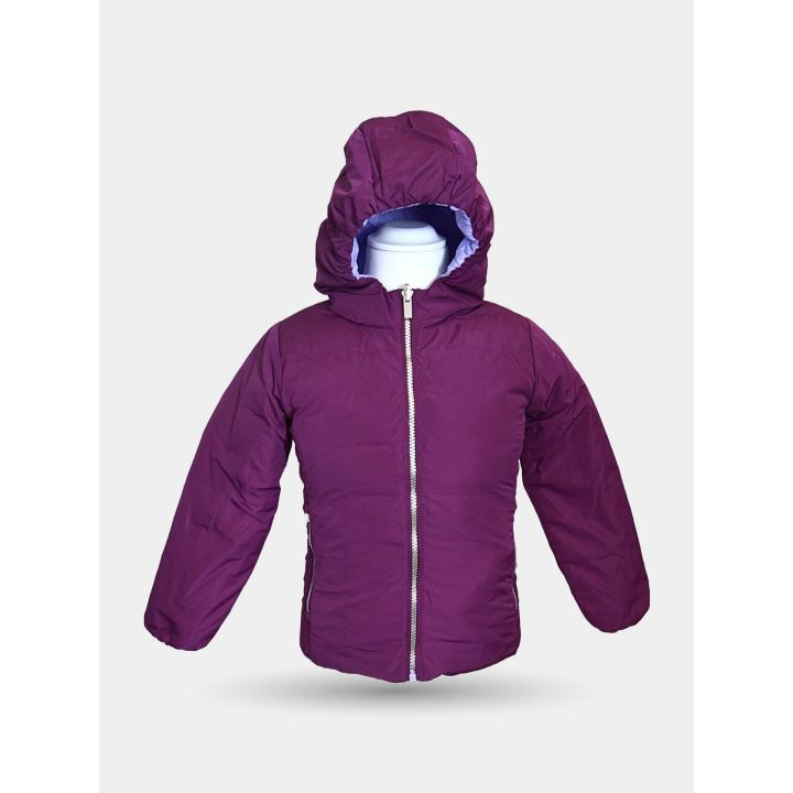 Giubbotto reversibile Ciesse Piumini da bambina, lato viola, vista frontale