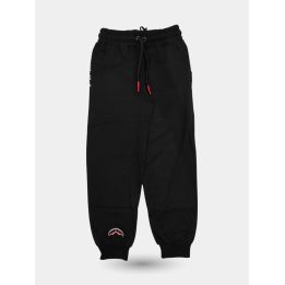 Pantalone tuta Sprayground nero vista frontale con squalo alla caviglia