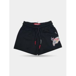 Pantaloncini Sprayground neri vista frontale con squalo a fiori tropicali