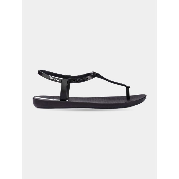 Sandalo Ipanema nero con intreccio bianco, vista di lato