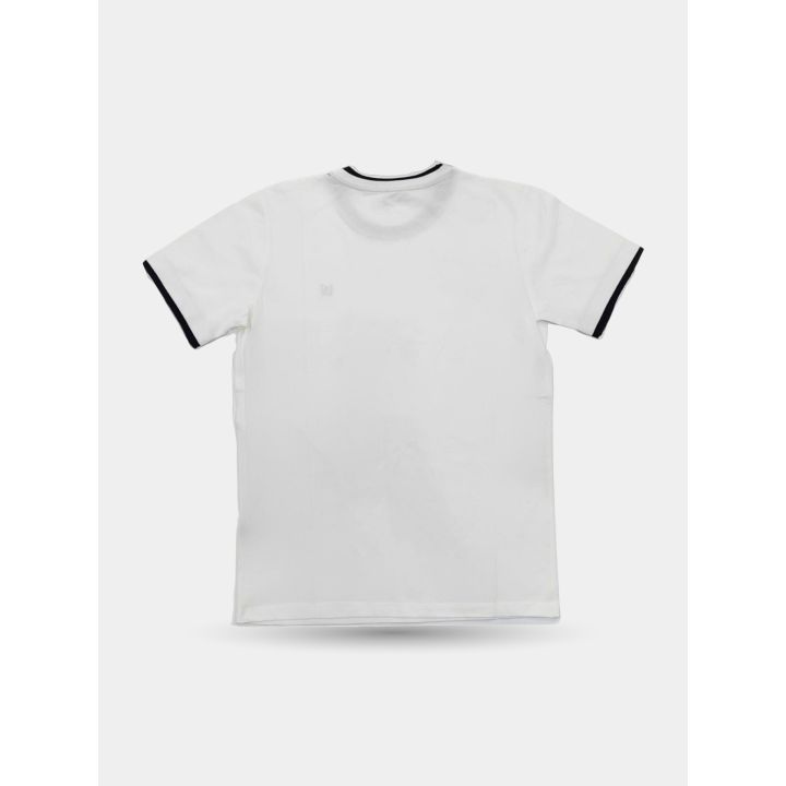 Retro della t-shirt Liu Jo bianca con bordi blu sulle maniche