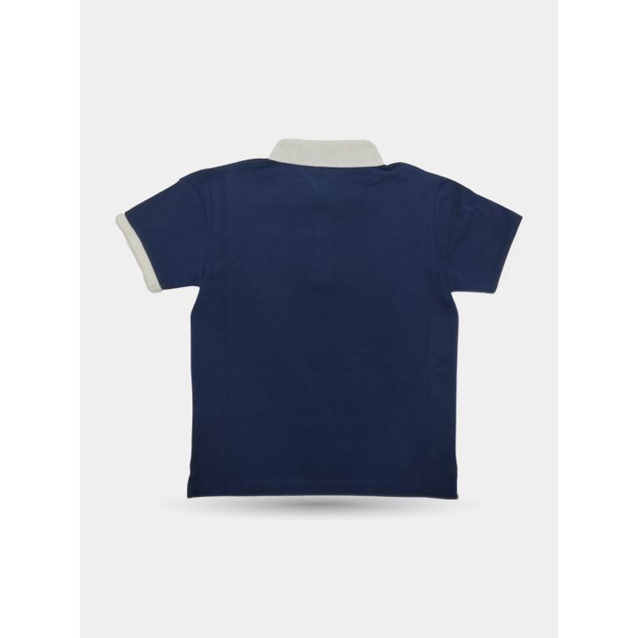 Retro della polo Liu Jo blu con colletto e bordi delle maniche chiari