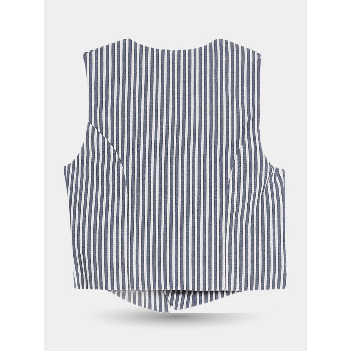 Retro del gilet Liu Jo a righe verticali blu e bianche