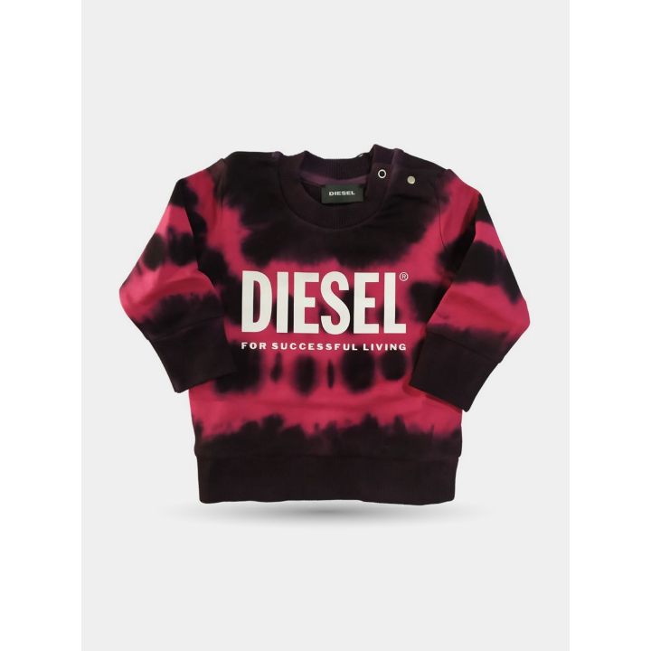 Felpa Diesel tie-dye fucsia e nera da neonata vista frontale
