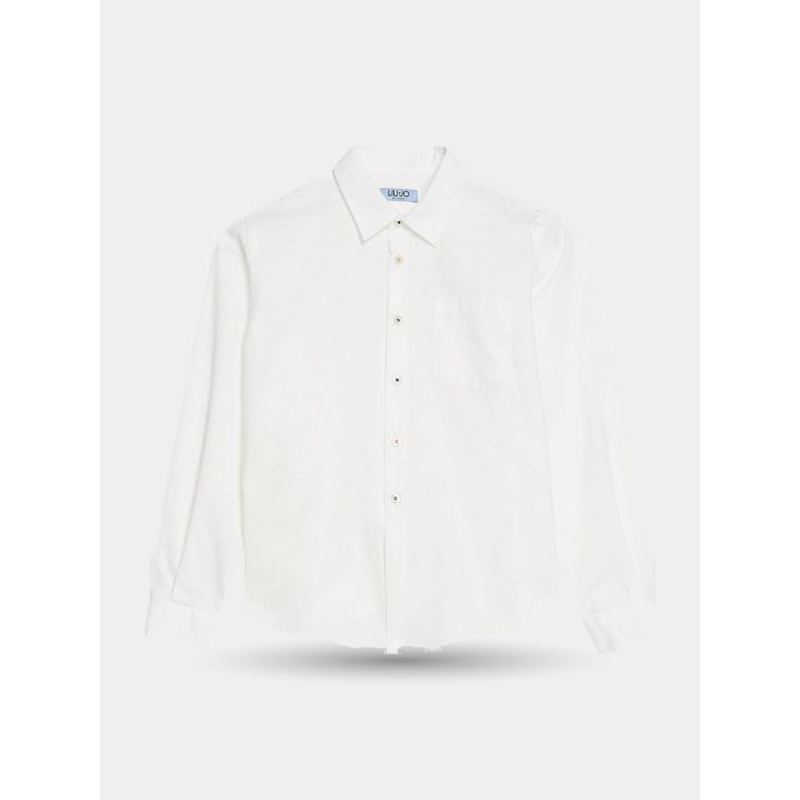 Camicia Liu Jo bianca con taschino e bottoni a contrasto, vista frontale