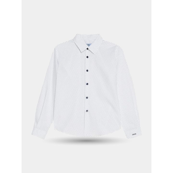 Camicia Liu Jo bianca a pois blu con bottoni blu, vista frontale