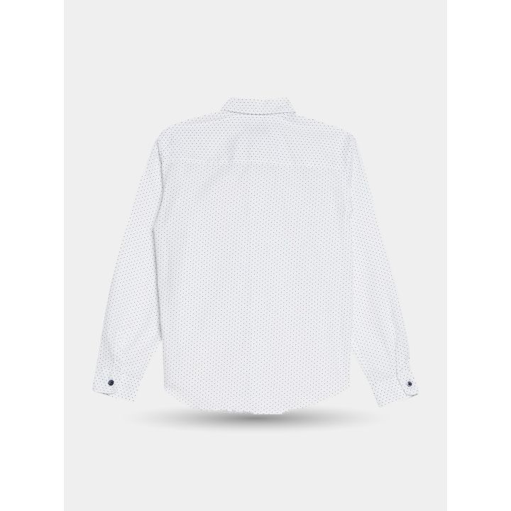 Retro della camicia Liu Jo bianca a pois blu a maniche lunghe