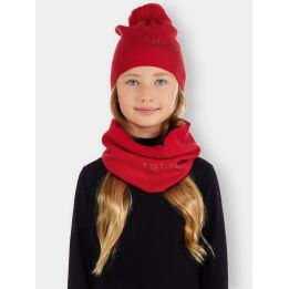 Bambina con cappello e scaldacollo Liu Jo rossi con logo in strass