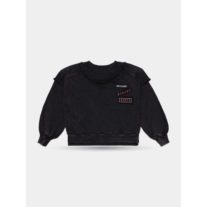 Felpa Diesel grigio scuro da ragazzo vista frontale con patch