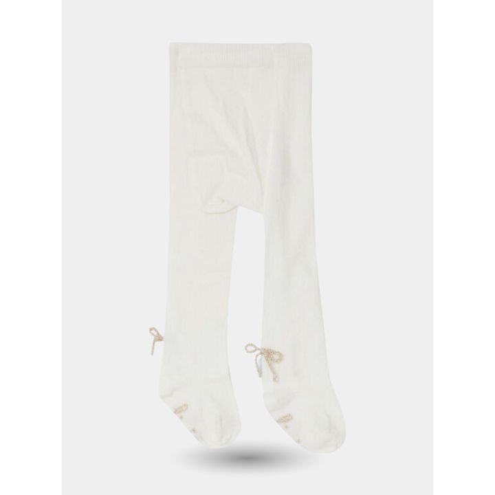 Calzamaglia Liu Jo bianca con fiocchetti beige alle caviglie, vista frontale