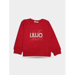Felpa Liu Jo rossa da bambina con scritta LIUJO bianca, vista frontale