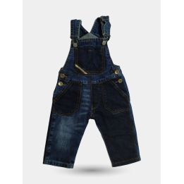 Salopette di jeans Diesel blu bicolore da neonato vista frontale