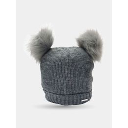 Cappello Liu Jo grigio glitter con doppio pon pon, vista frontale
