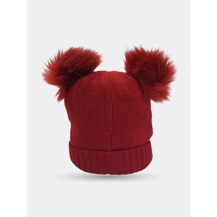 Cappello Liu Jo rosso glitter con risvolto a coste visto di lato