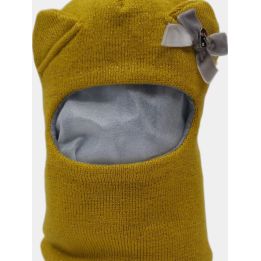 Cappello passamontagna Liu Jo giallo con orecchiette e fiocco grigio