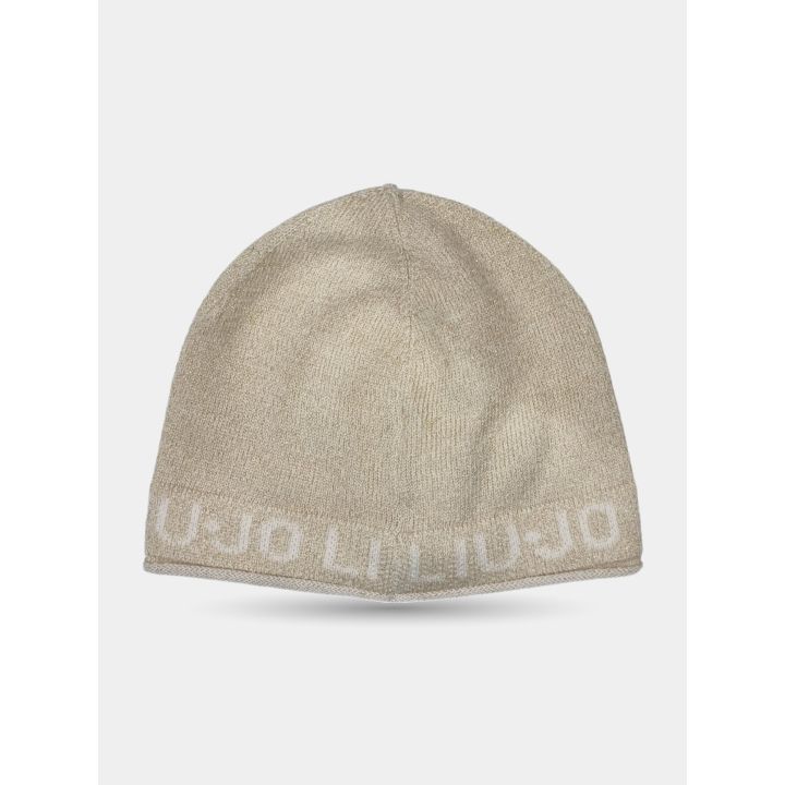 Cappello Liu Jo bianco e oro con scritta logo sul bordo, vista frontale