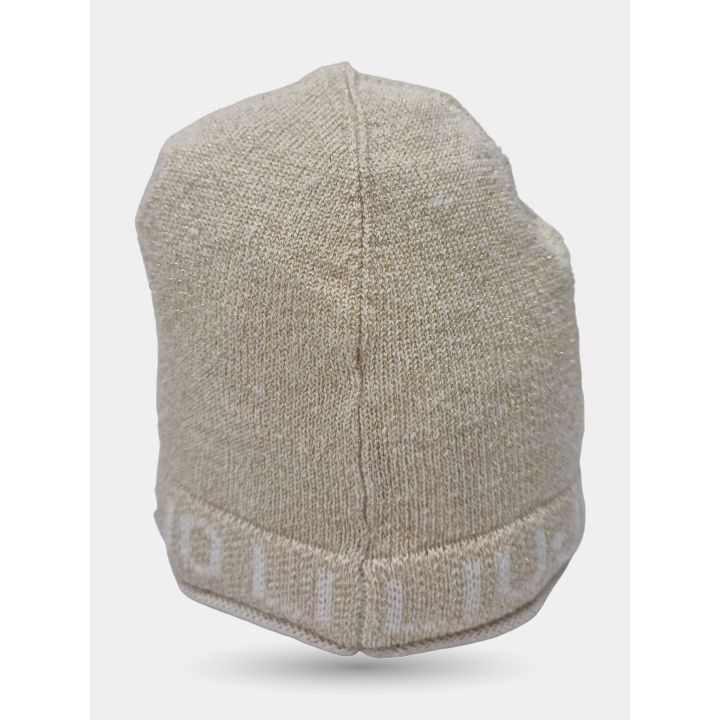 Retro del cappello Liu Jo bianco e oro con la scritta che gira sul bordo