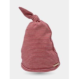 Cappellino Liu Jo a righe rosse e bianche con punta annodata, di tre quarti