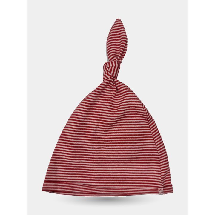 Retro del cappellino a righe rosse e bianche con nodo