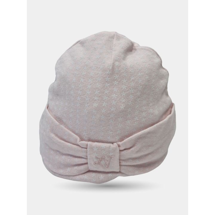 Cappellino Liu Jo rosa a stelline con fiocco sul davanti, di tre quarti