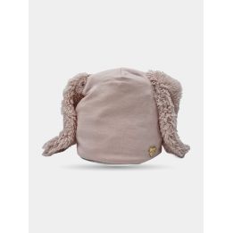 Cappellino Liu Jo rosa con orecchie teddy ai lati, vista di tre quarti