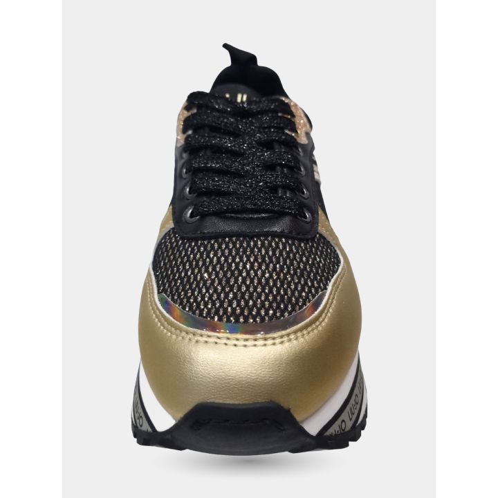 Punta della sneaker Liu Jo con rete glitter e lacci neri