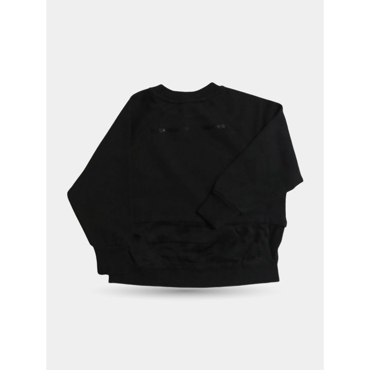 Retro della felpa Diesel nera con logo tono su tono e maniche raglan