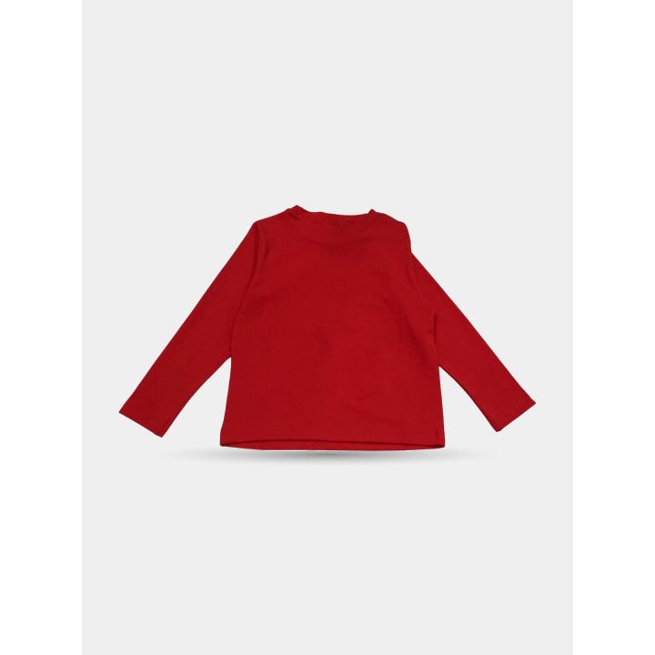 Retro in tinta unita della t-shirt Vicolo rossa a maniche lunghe